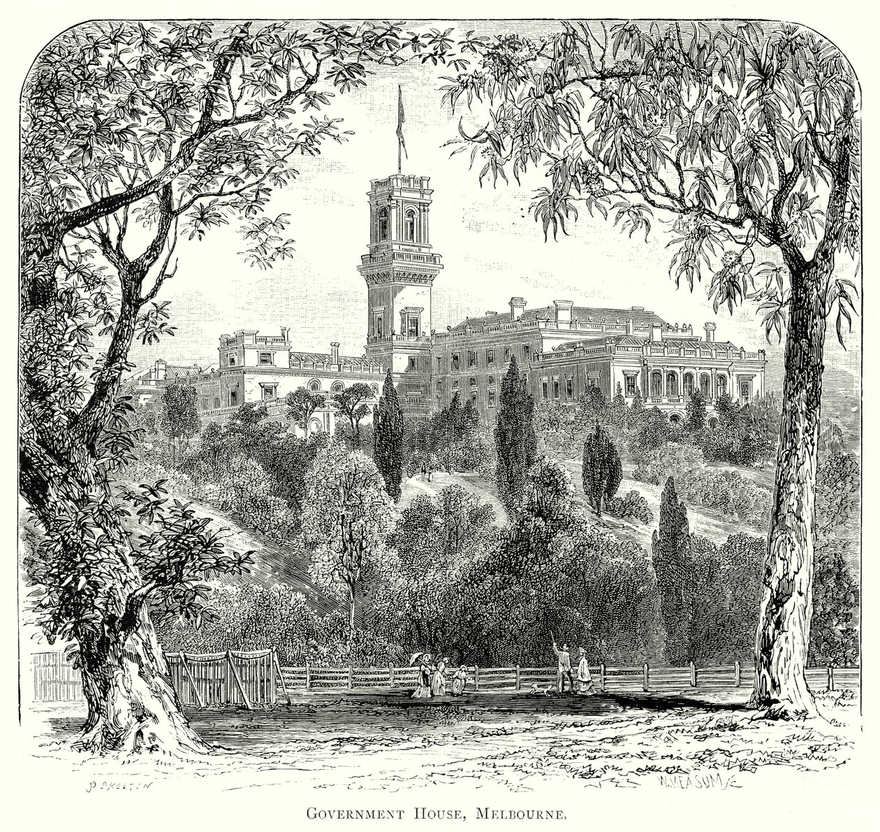 Government House, Melbourne (gravure) door English School