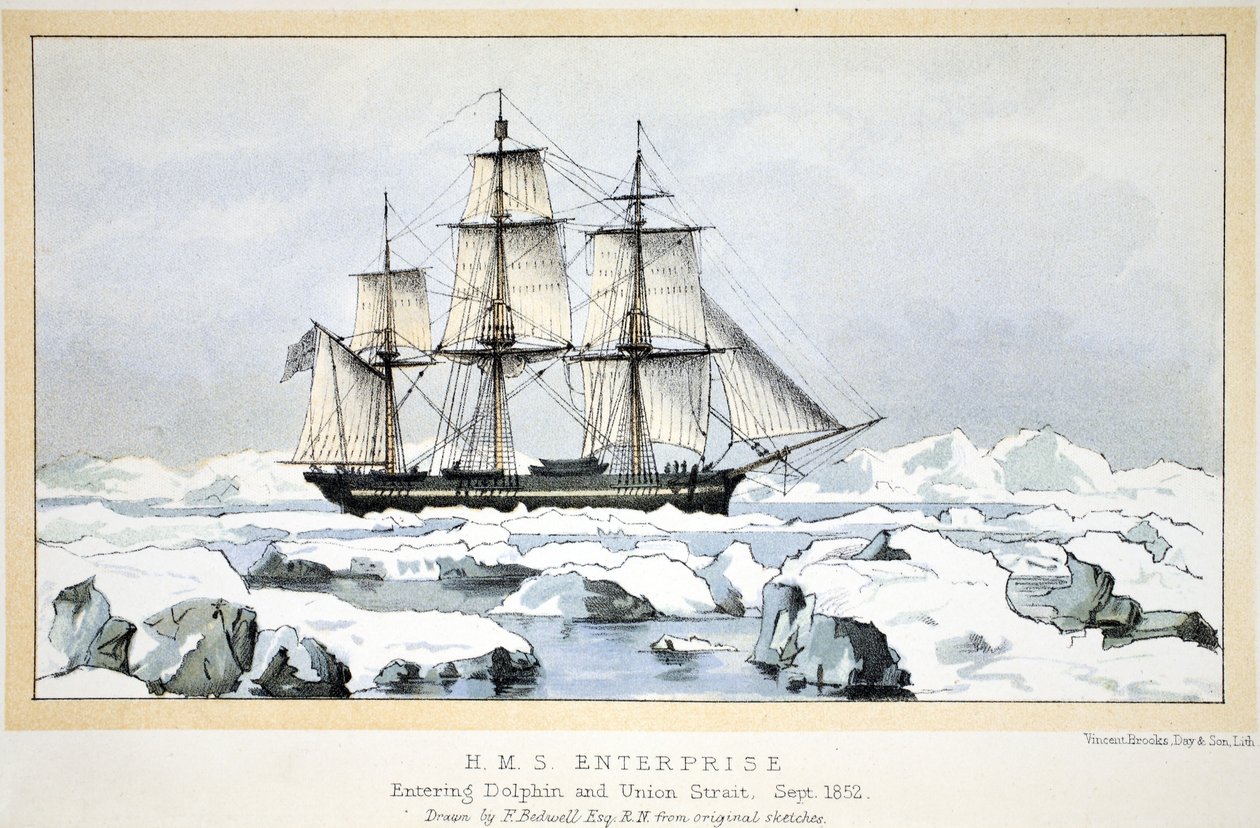 HMS Enterprise die Dolphin en Union Strait binnenvaart, september 1852 door English School