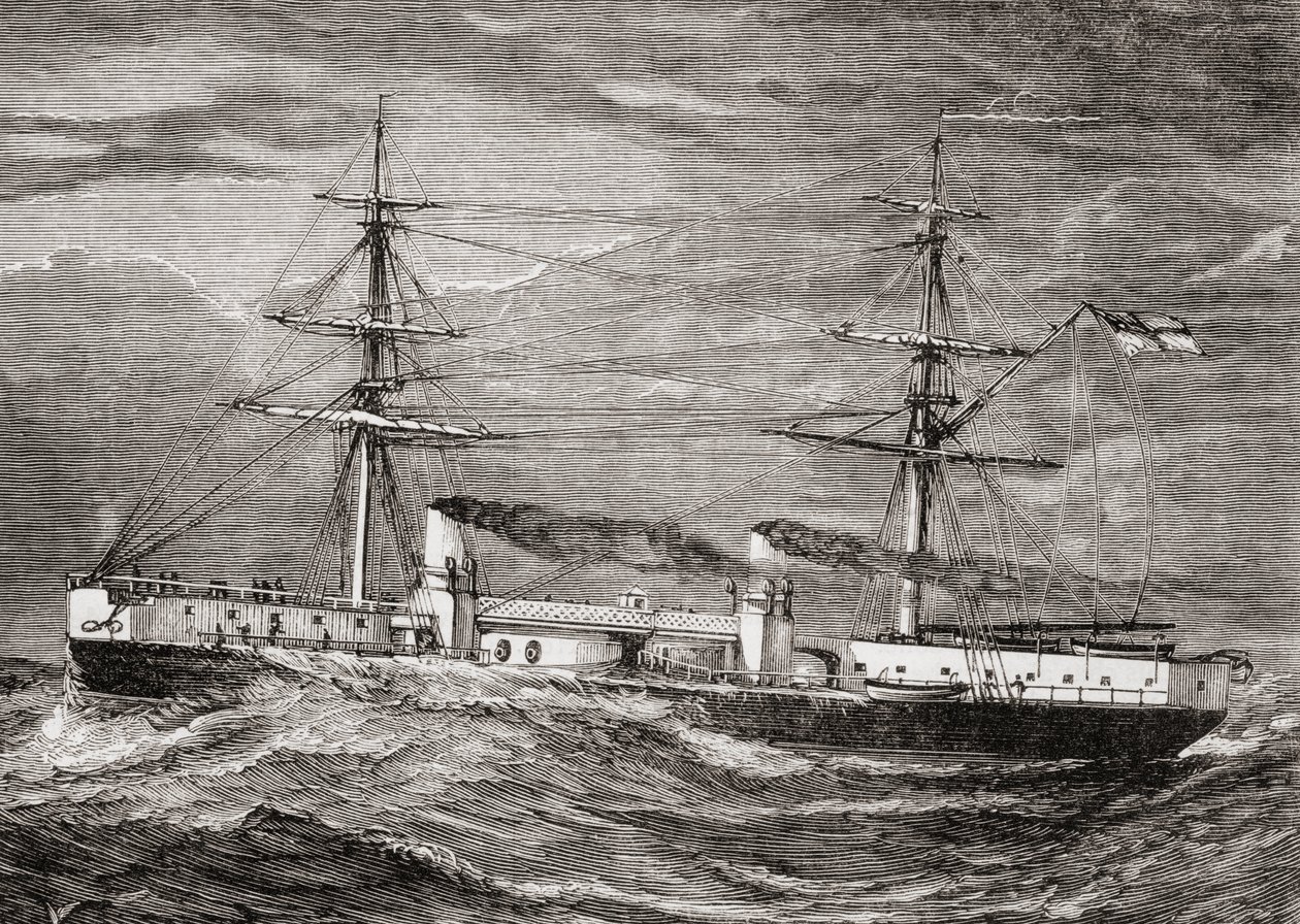 HMS Inflexible, Invincible Class Slagkruiser van de Britse Koninklijke Marine, illustratie uit 
