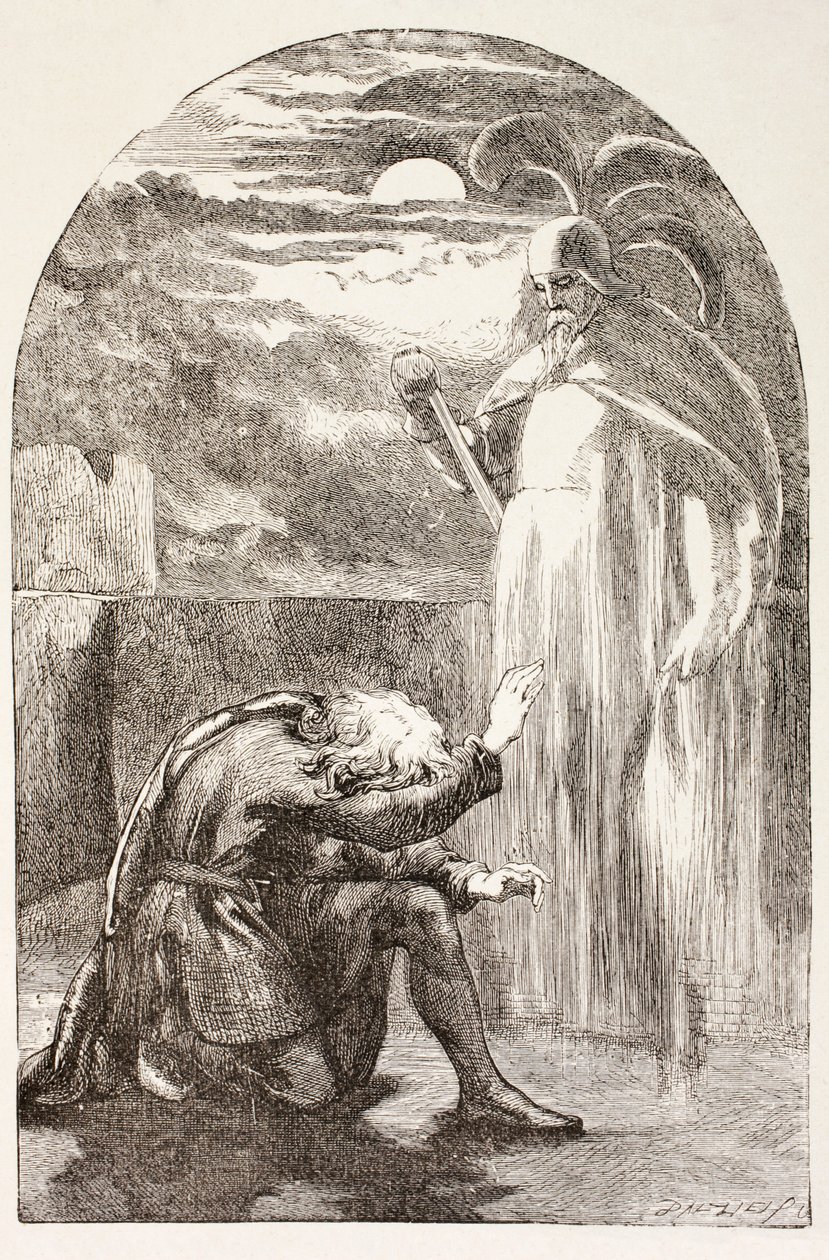 Hamlet ziet de geest, de geest van zijn vader, uit 
