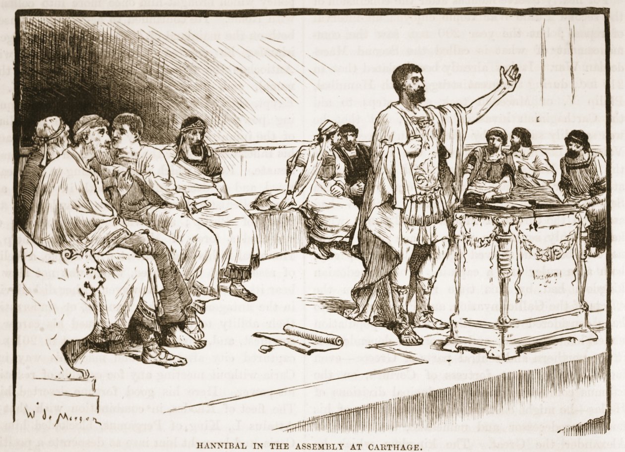 Hannibal in de Vergadering in Carthago door English School