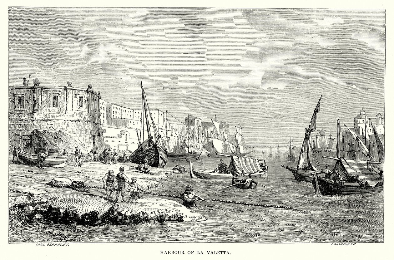 Haven van La Valetta (gravure) door English School