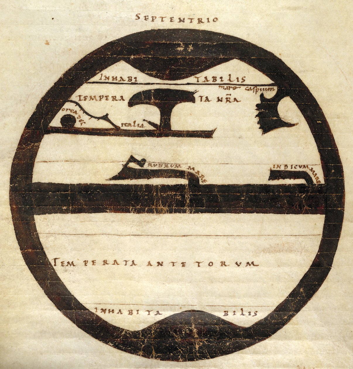 Diagrammatische zonale wereldkaart, c.1050 door English School