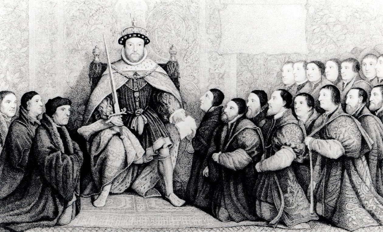 Hendrik VIII verleent het charter aan de Barbiers en Chirurgen door English School