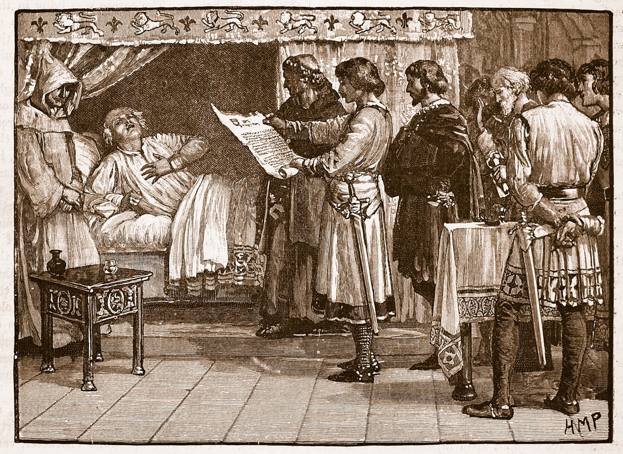 Hendrik die het nieuws van het verraad van John ontvangt, illustratie uit Cassells Illustrated History of England door English School
