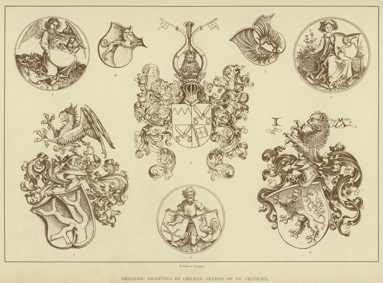 Heraldische tekeningen van Duitse kunstenaars uit de XVe eeuw (litho) door English School