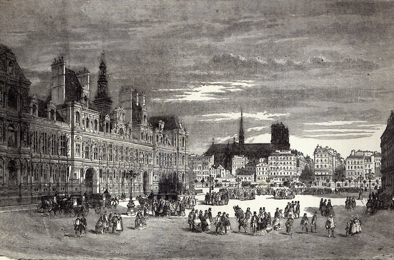 Hotel de Ville, Parijs, 1847 door English School