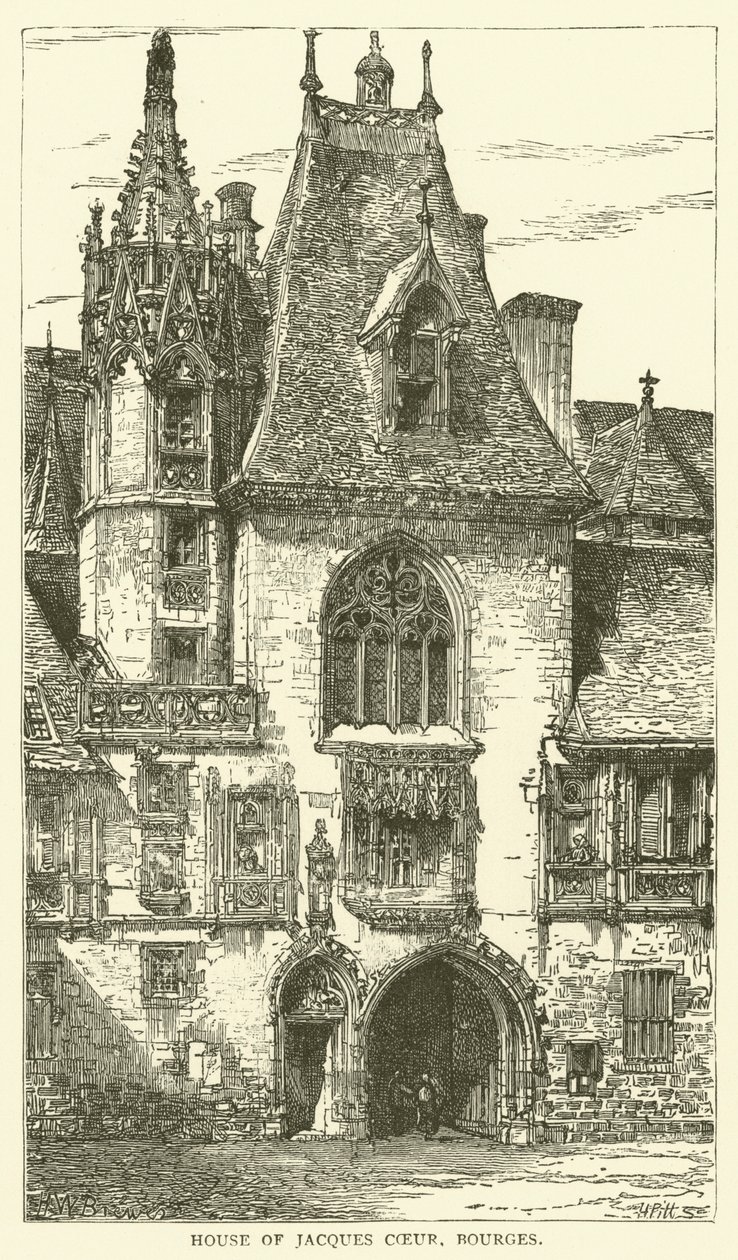 Huis van Jacques Coeur, Bourges (gravure) door English School