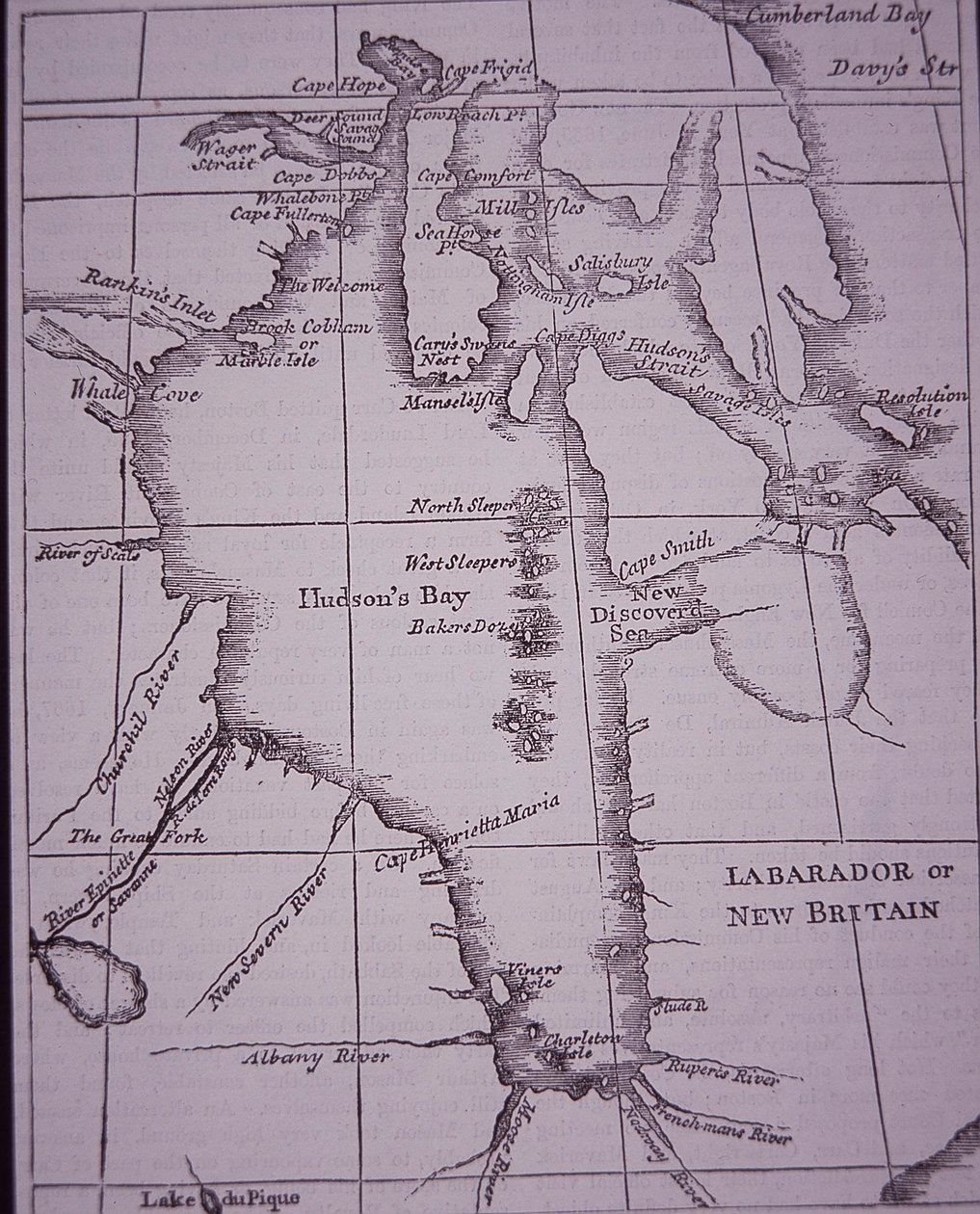Hudson Bay Company, kaart van Hudson Bay gepubliceerd in 1744 door English School