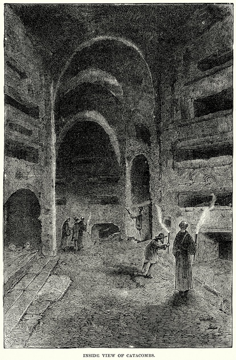 Catacomben van binnen (gravure) door English School
