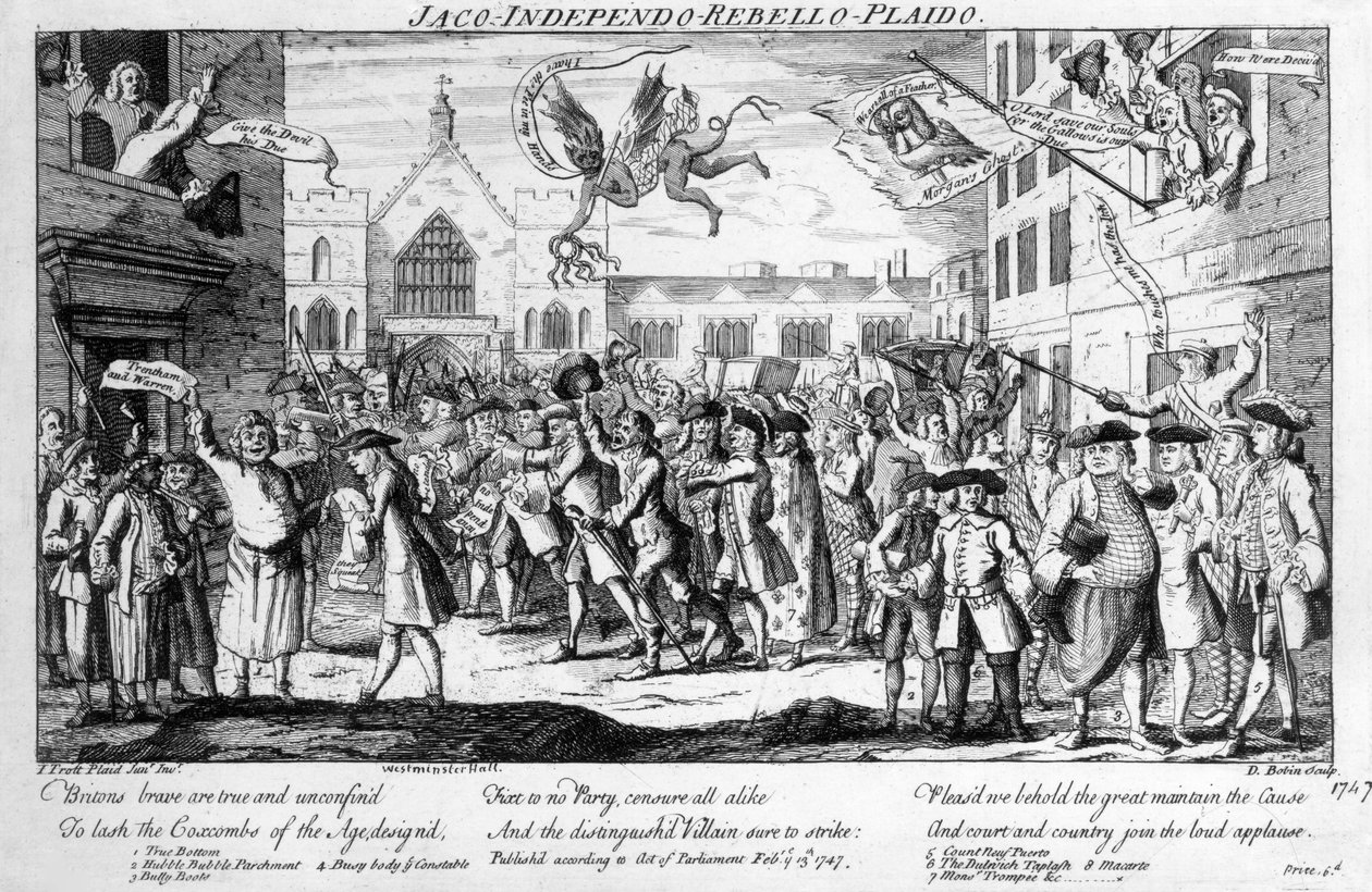 Jaco-Independo-Rebello-Plaido, naar Henry Fielding, 1747 door English School