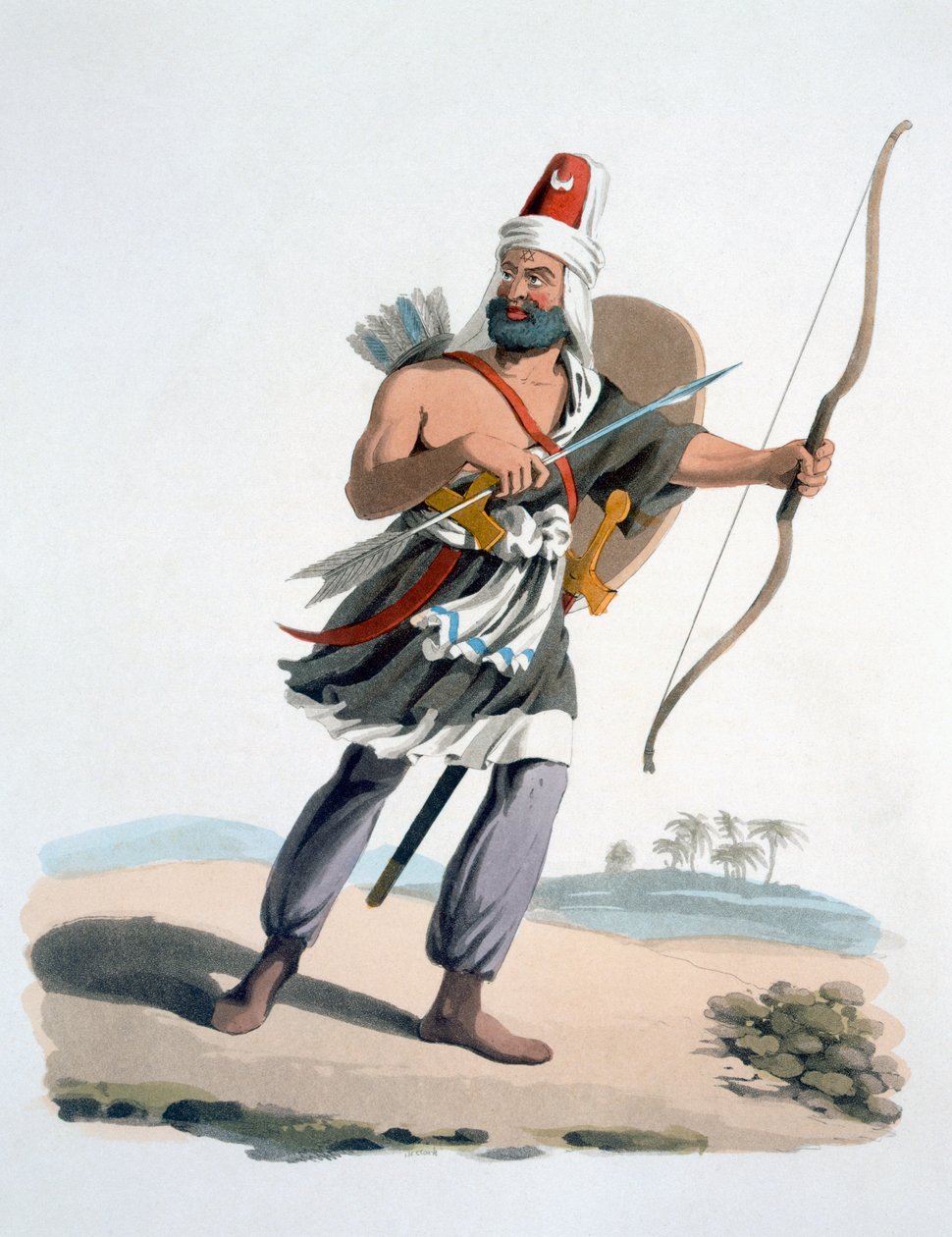 Janitsaar van Arabië, uit The Military Costume of Turkey, 1830 door English School
