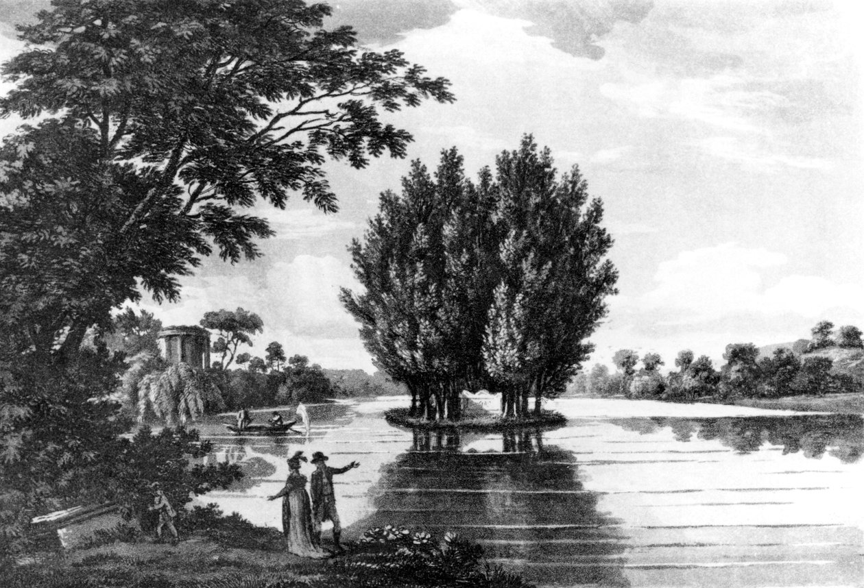 Graf van Jean-Jacques Rousseau (1712-78) in Ermenonville, uit A ...