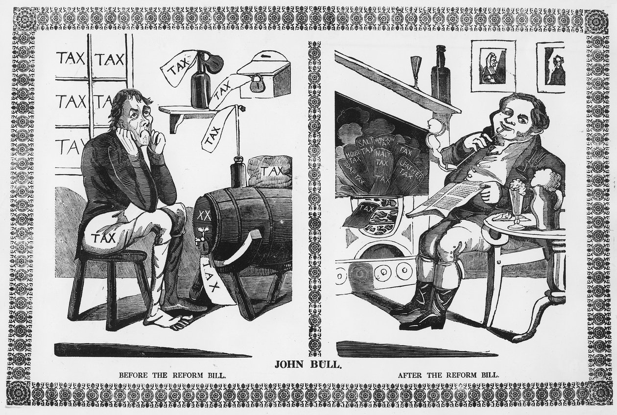 John Bull voor en na de Reform Bill door English School