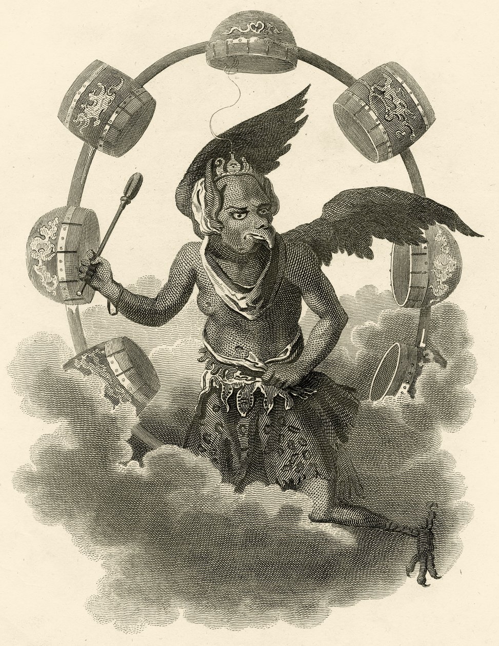 Jupiter, een afgod van de Chinezen, illustratie uit De Wereld: of de huidige staat van het Universum, zijnde een Algemene en Complete Collectie van Moderne Reizen en Reizen, door Cavendish Pelham, gepubliceerd door English School