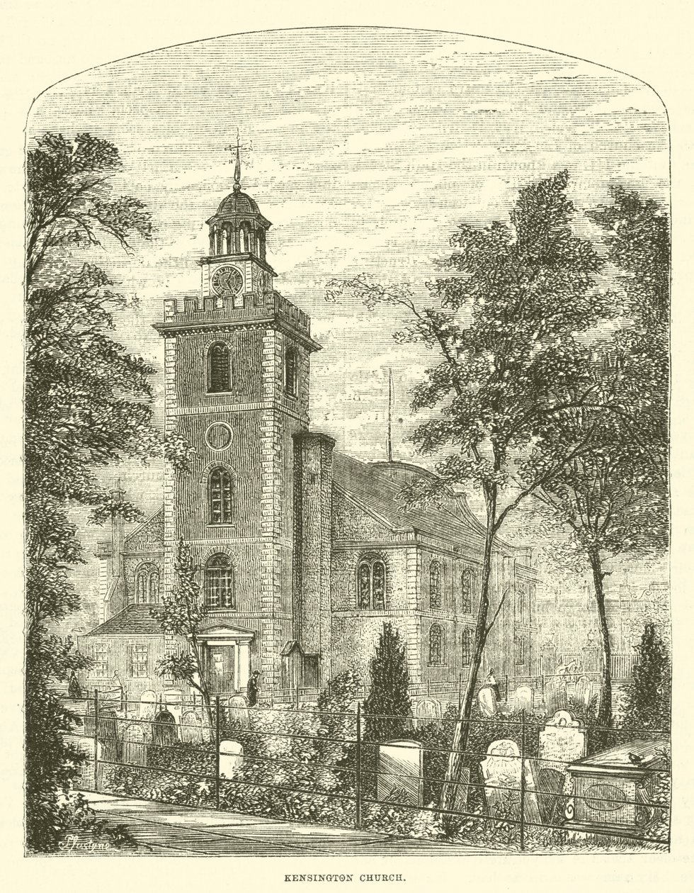 Kensington Church (gravure) door English School