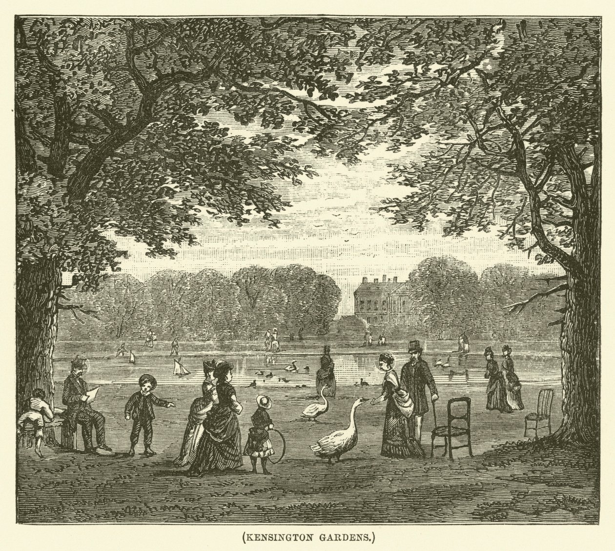 Kensington Gardens (gravure) door English School