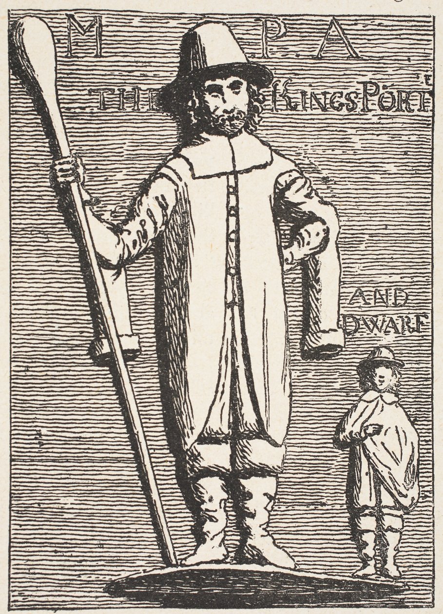 De portier en dwerg van koning Charles, uit het oude bas-reliëf door English School