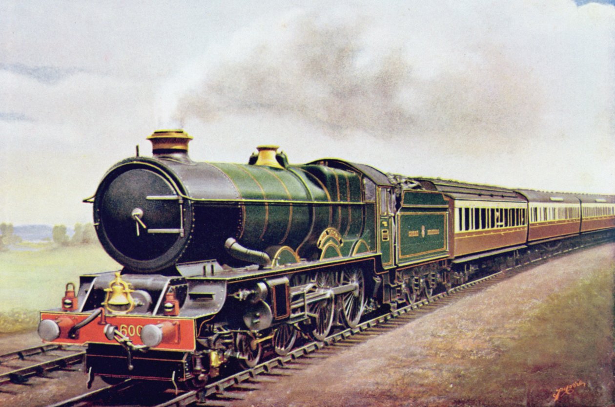 Koning George V van de G.W.R Cornish Railway Express, illustratie uit The Wonder Book of Railways, veertiende editie bewerkt door Harry Golding, 1929 door English School
