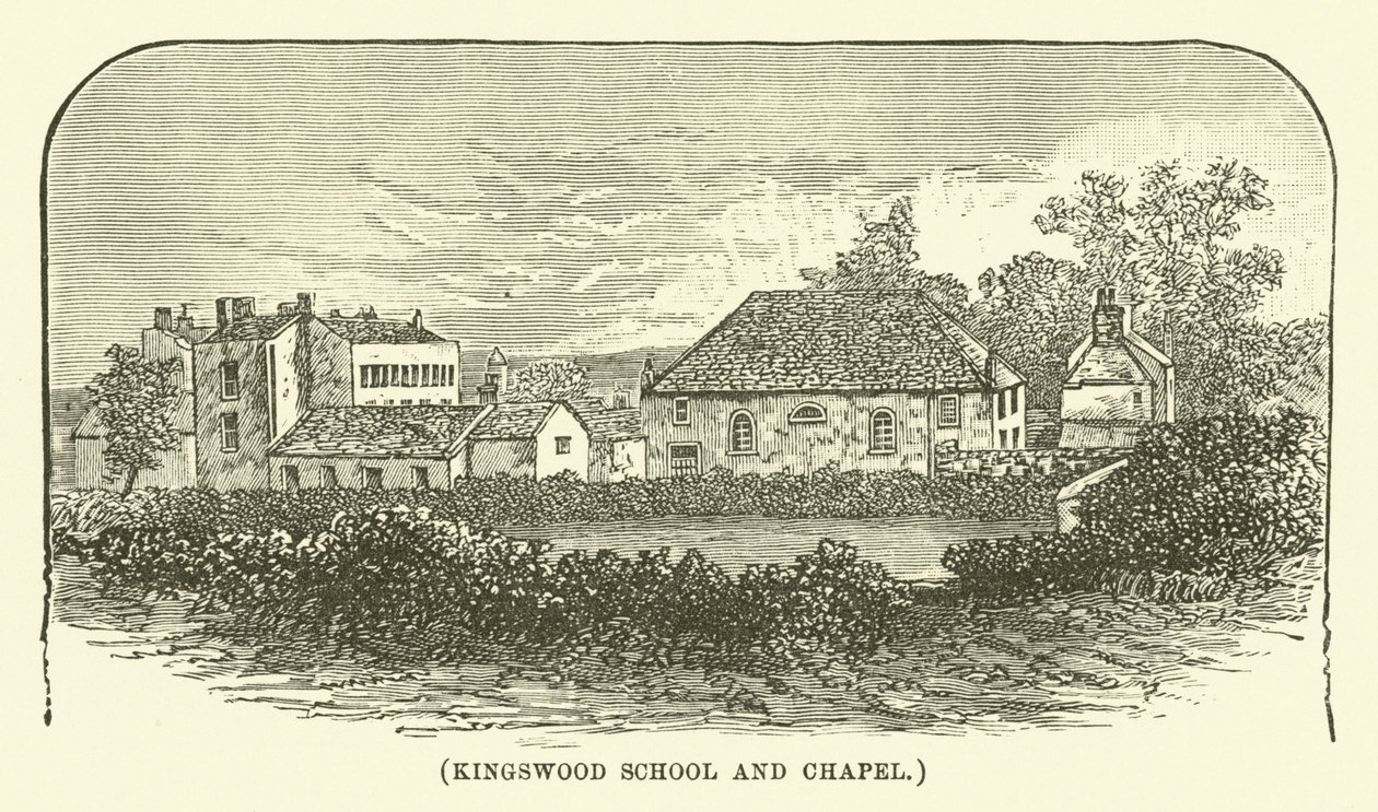Kingswood School en Kapel (gravure) door English School