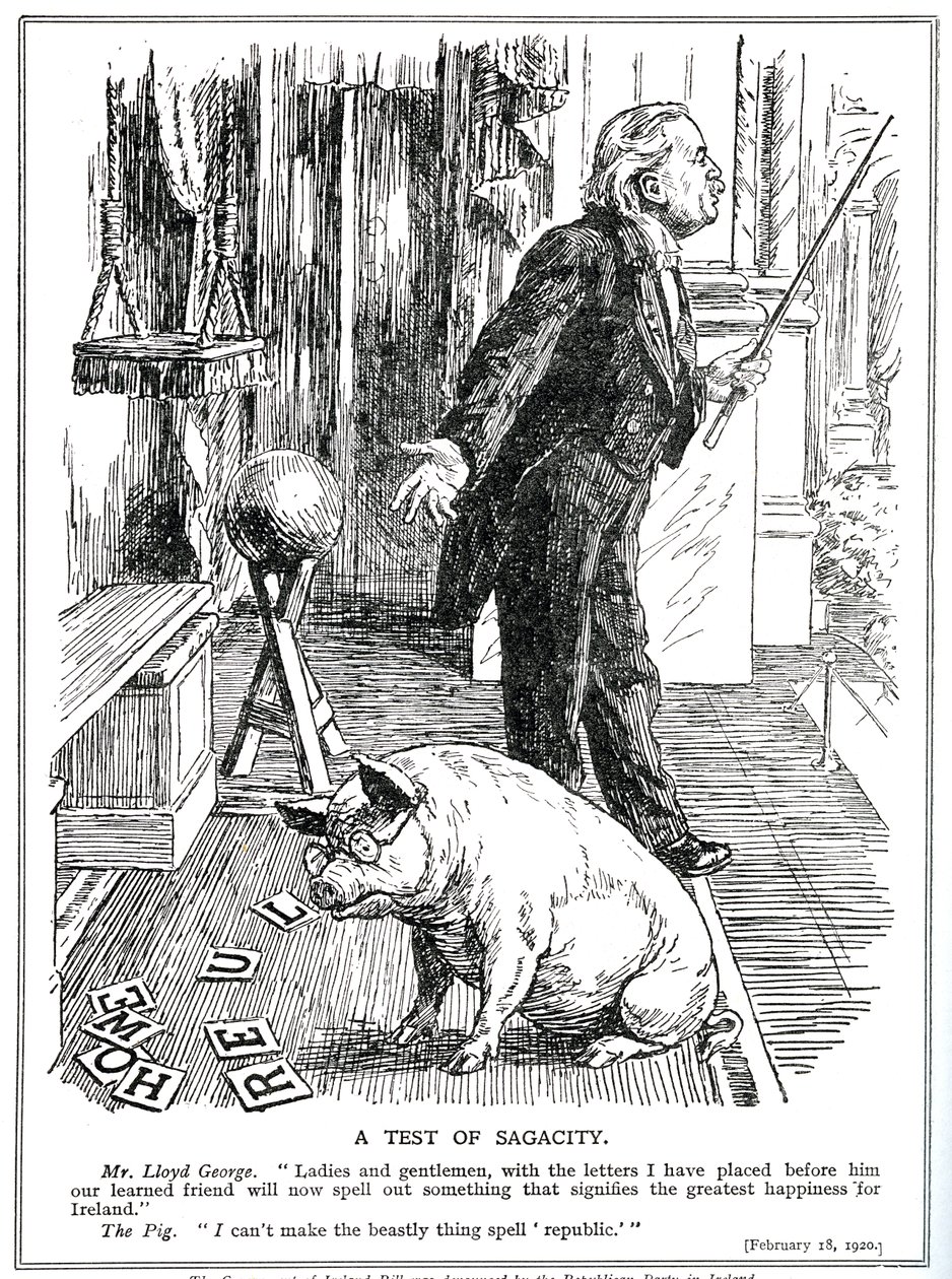Lloyd George krijgt tegenstand tegen zijn Government of Ireland Bill van de Ierse Republikeinse Partij, februari 1920 door English School