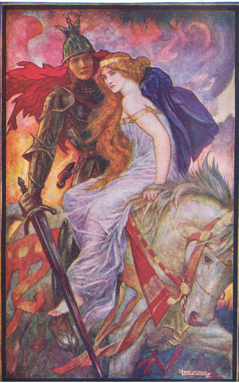 Lancelot ontvoert Guenevere, illustratie uit 