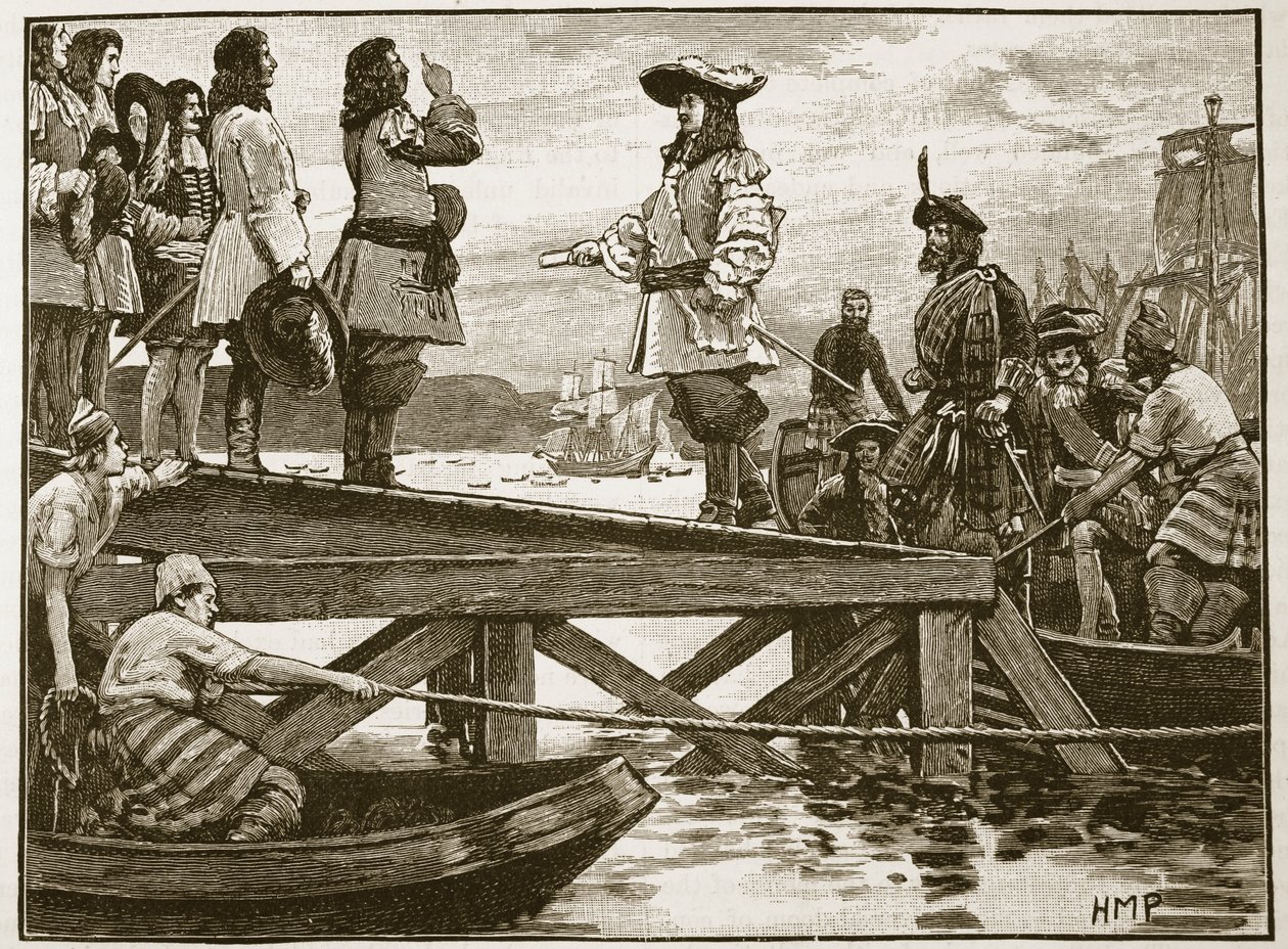 Landing van maarschalk Schomberg in Carrickfergus, illustratie uit Cassells Illustrated History of England door English School