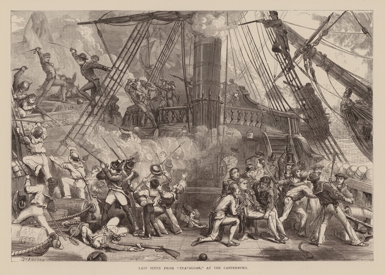 Laatste scène uit "Trafalgar," in de Canterbury (gravure) door English School