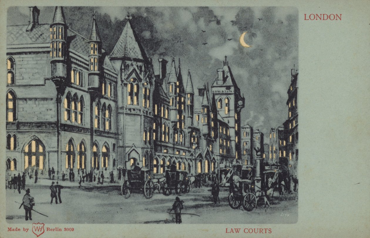 Law Courts, Londen (kleurenlitho) door English School