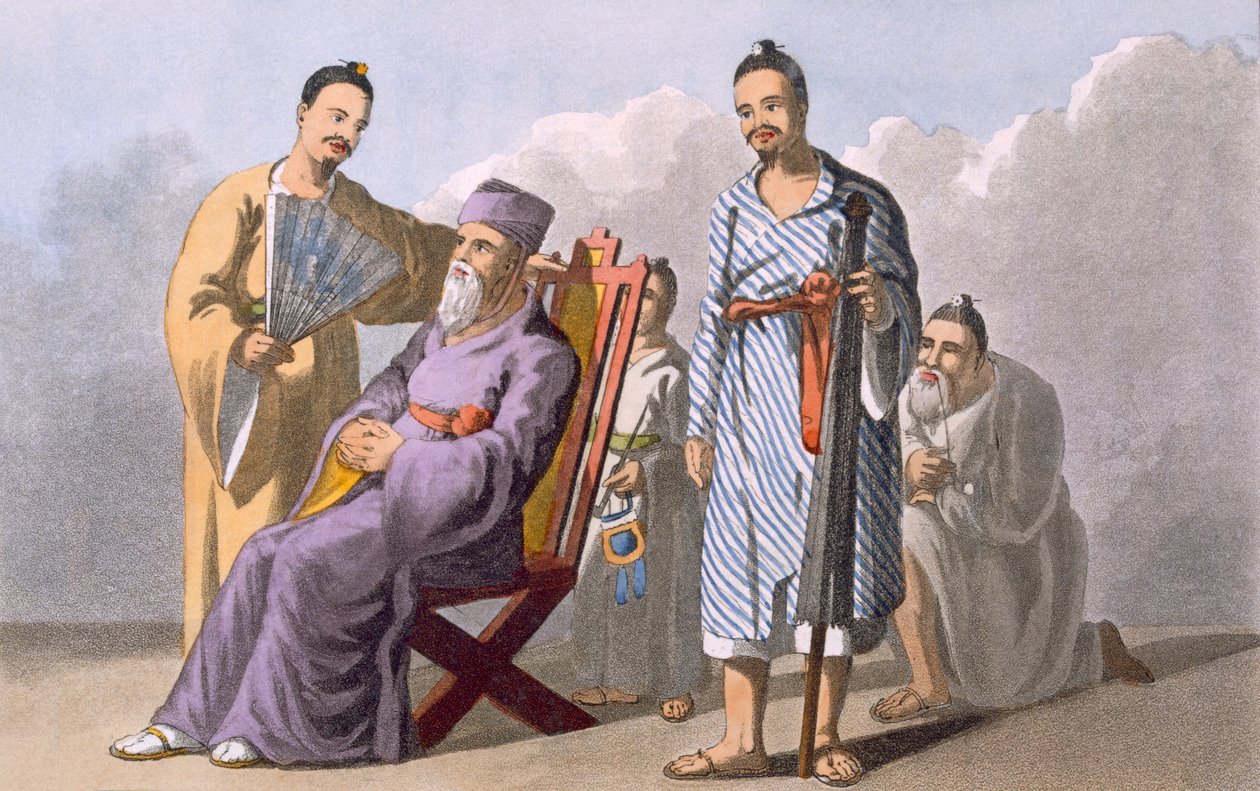 Hoofdman van Lewchew en begeleiders, 1820 door English School