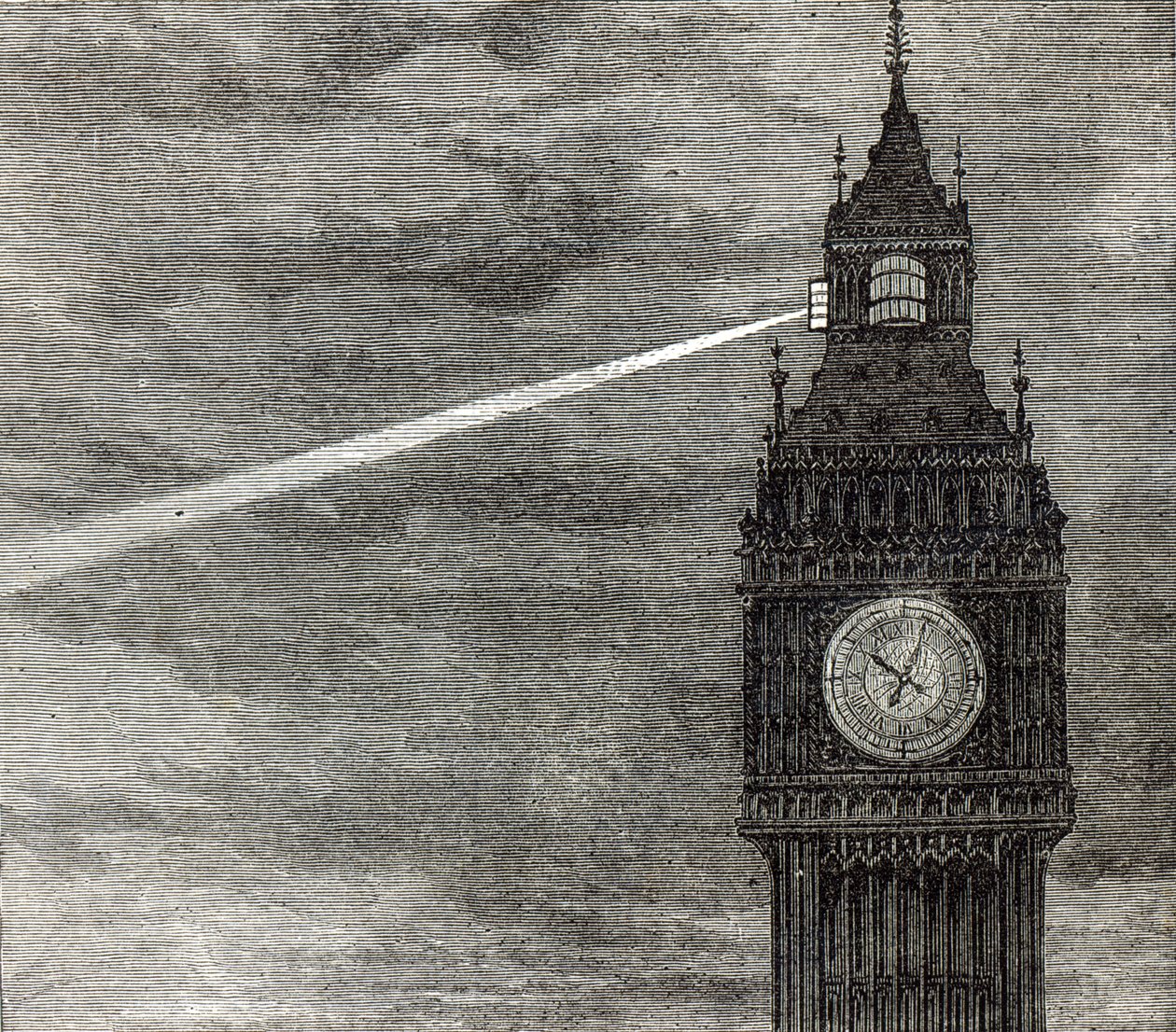 Licht op de Klokkentoren, Houses of Parliament uit The Illustrated London News, 16 augustus 1873 door English School