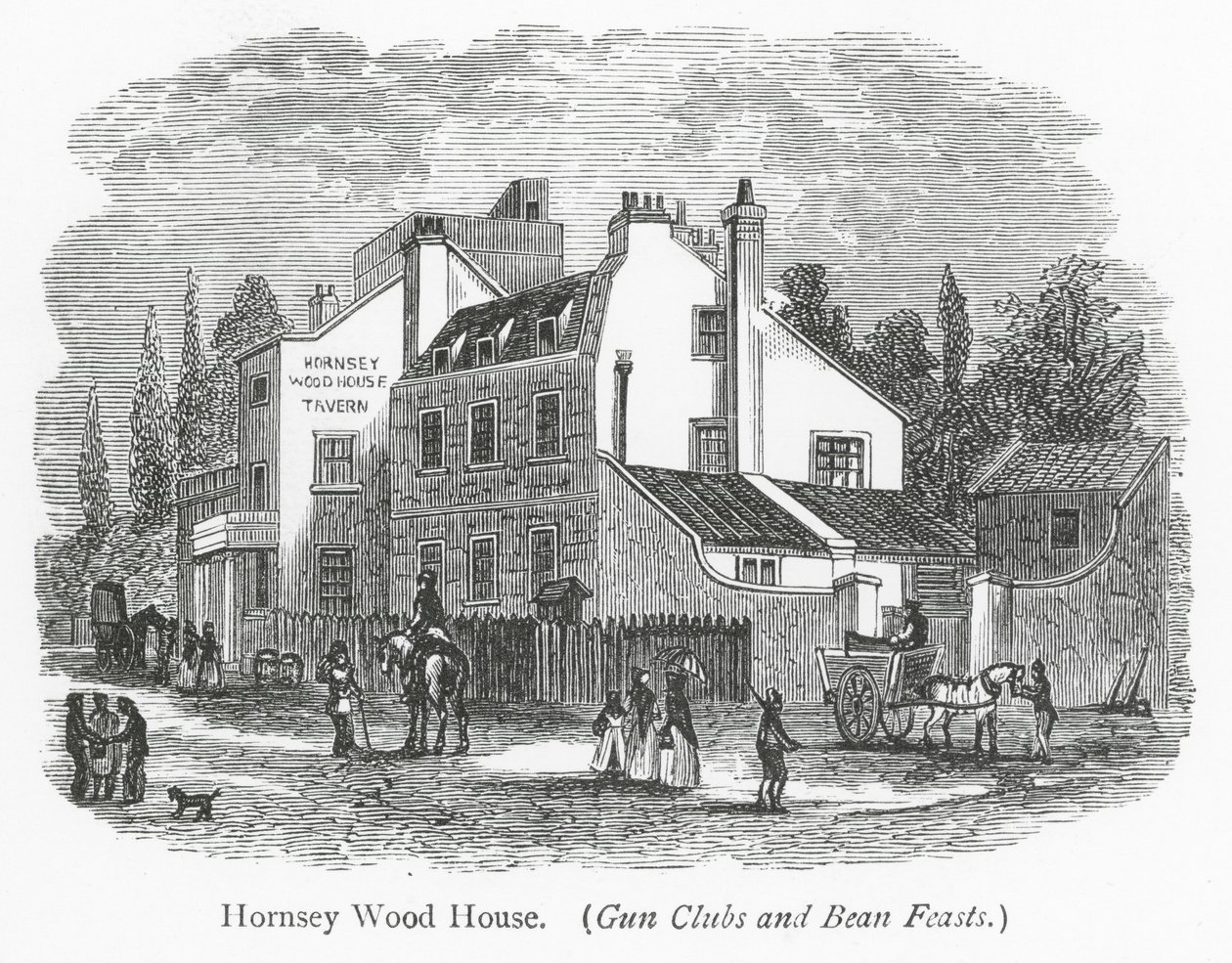 Clubs in Londen: Hornsey Wood House (gravure) door English School