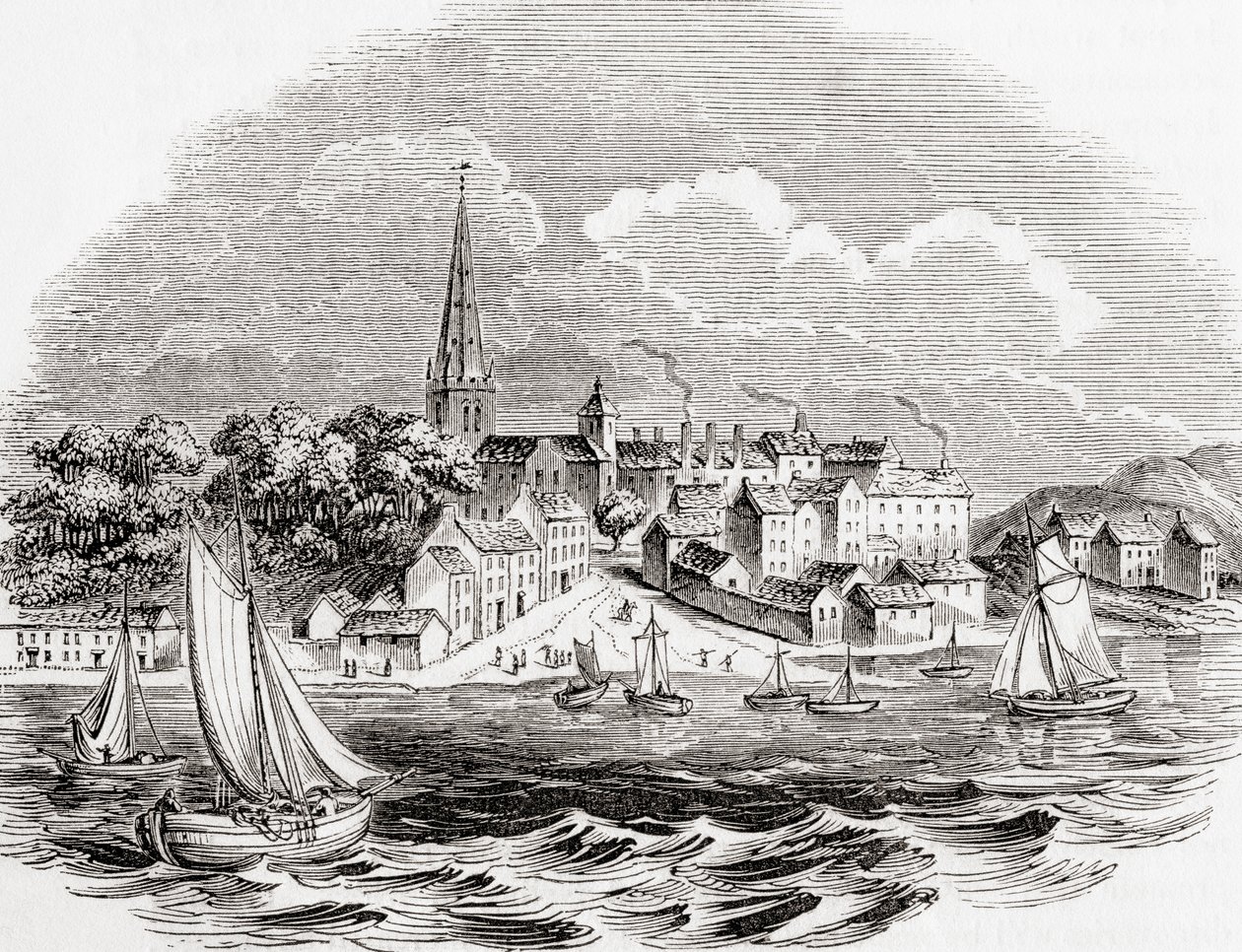 Londonderry, Noord-Ierland, uit Old England: A Pictorial Museum, pub. 1847 door English School
