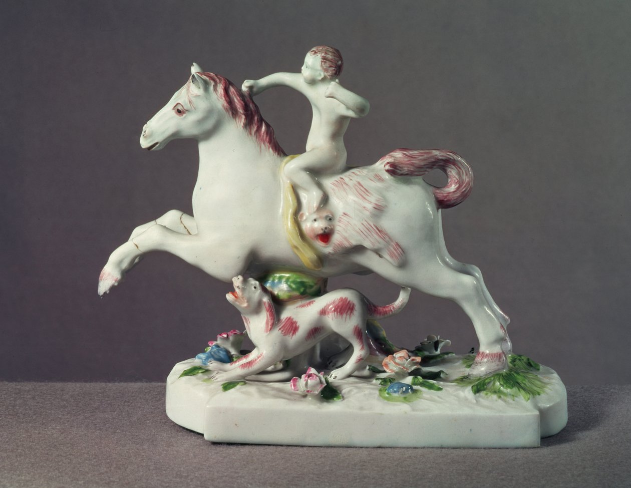 Longton Hall figuur van Cupido op een paard, c.1755 door English School