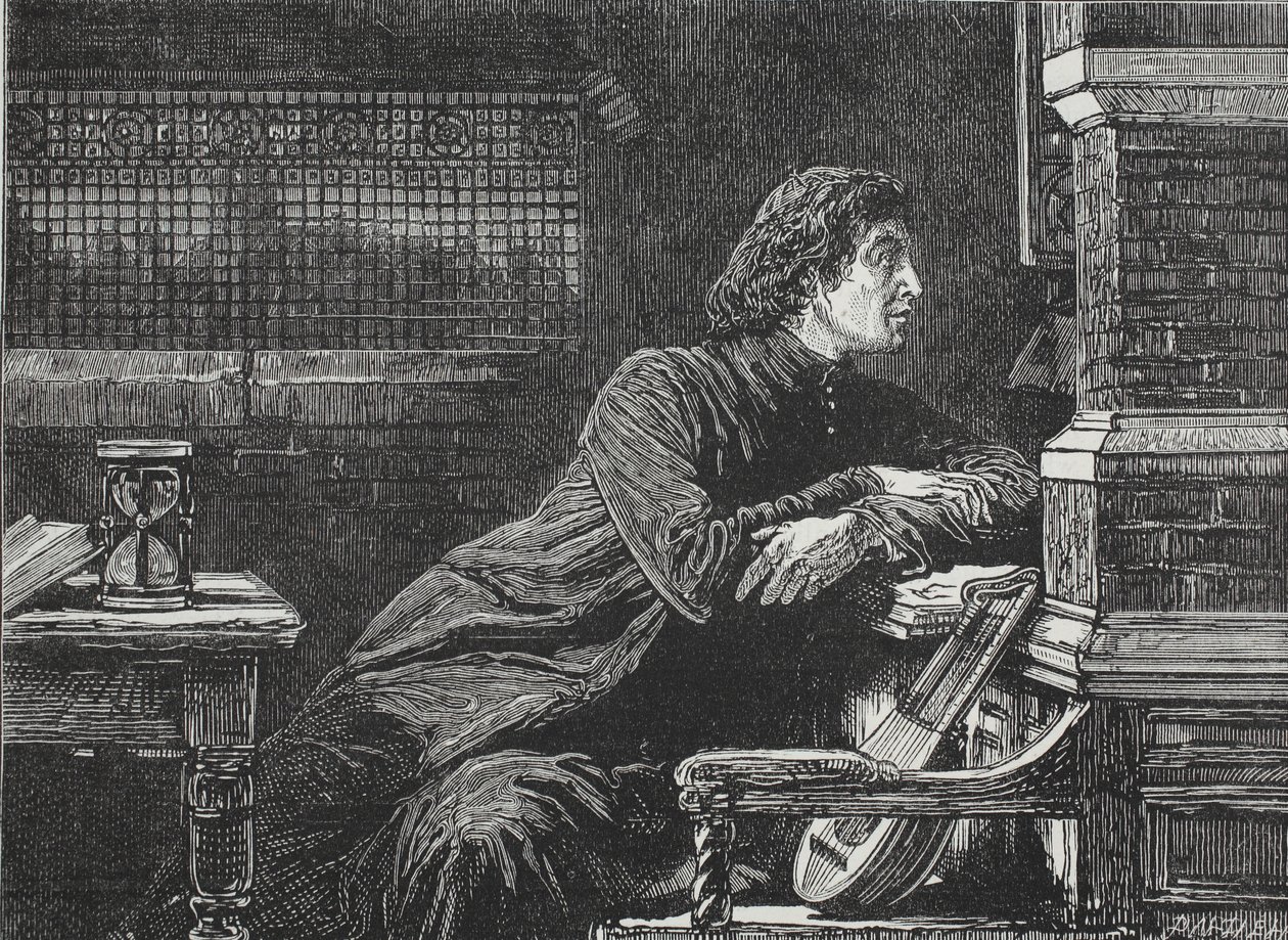 Luther bij het venster, illustratie uit The History of Protestantism door James Aitken Wylie (1808-1890), gepubliceerd 1878 door English School
