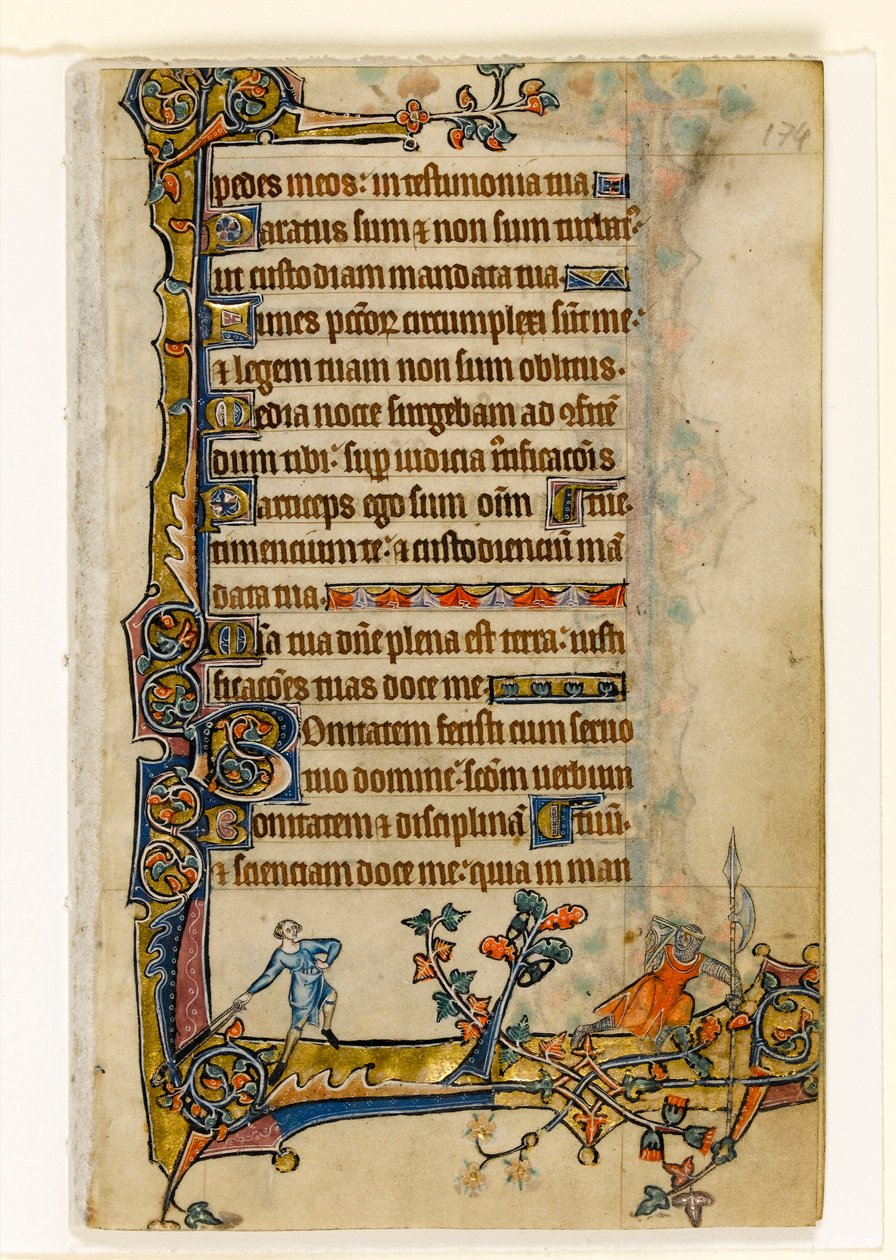 David en Goliath, marginale decoratie uit de Macclesfield Psalter, Gebruik van Sarum, Oost-Anglia, ca. 1330 door English School