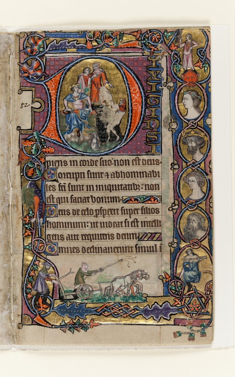 MS 1-2005, fol. 77r: David en de dwaas, gehistorieerde initiaal uit de Macclesfield Psalter, Gebruik van Sarum, Oost-Anglia, c.1330 door English School