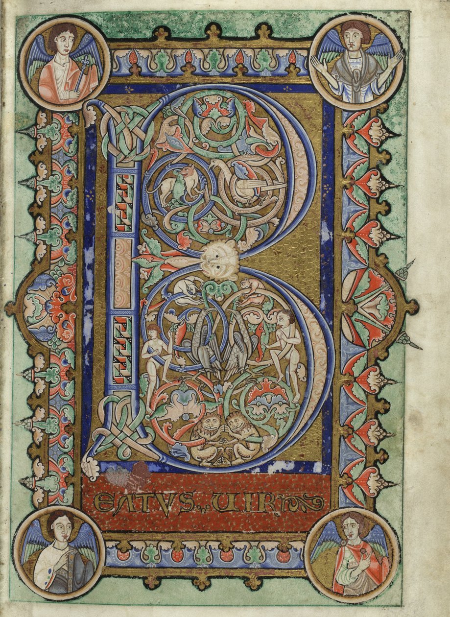 MS Hunter 229 f.22r uit de Hunterian Psalter, c.1170 door English School