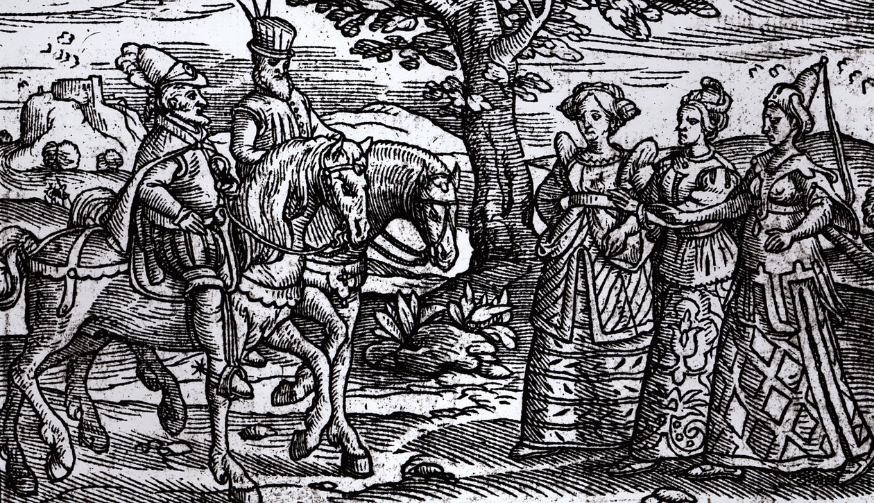 Macbeth, Banquo en de drie heksen, The Historie of Scotlande, 1577 door English School