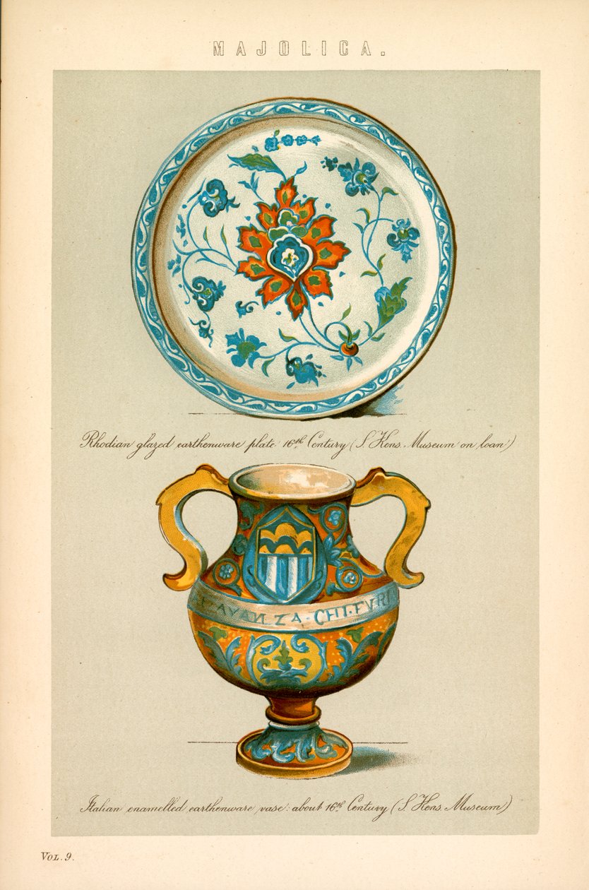 Majolica (kleurenlitho) door English School