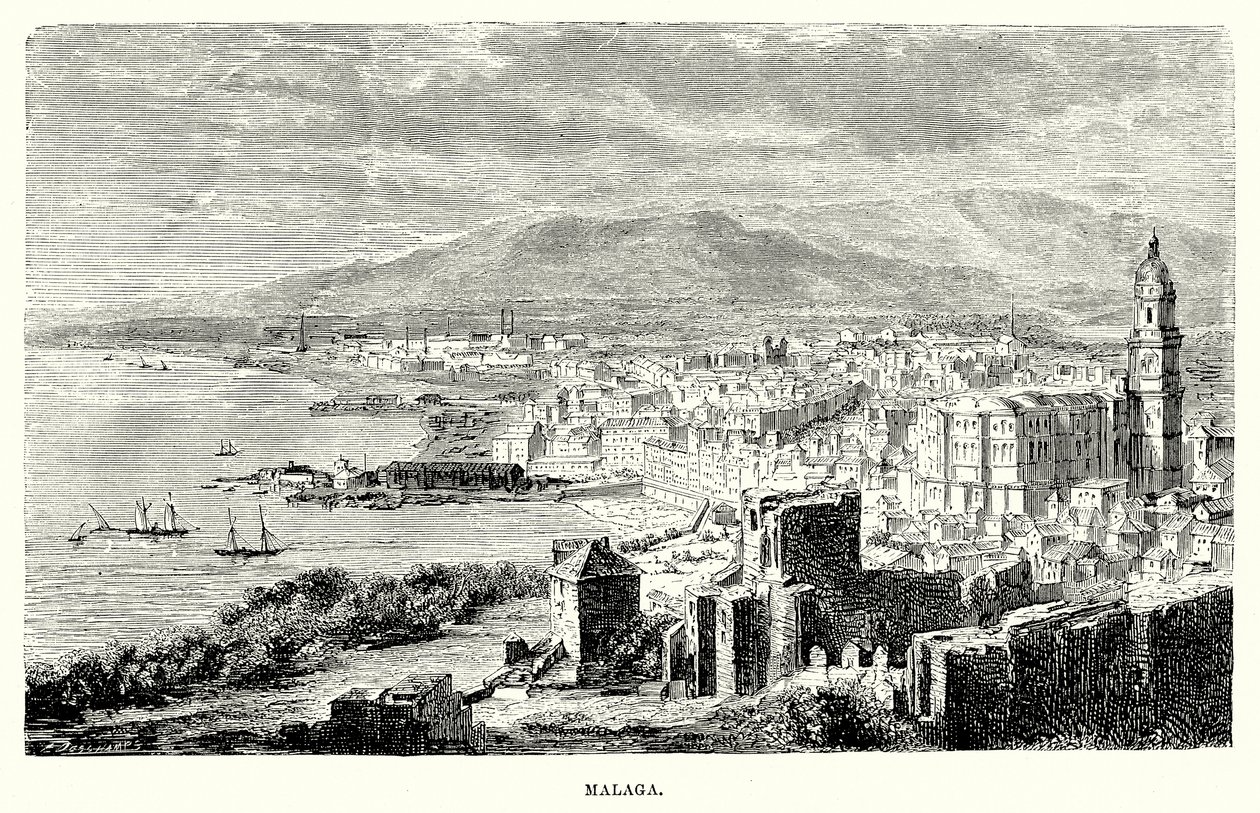 Malaga (gravure) door English School
