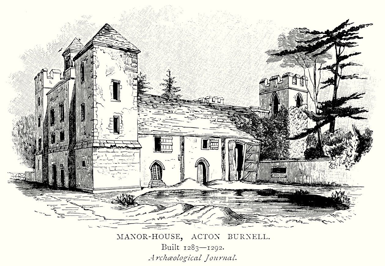 Manor-House, Acton Burnell (gravure) door English School