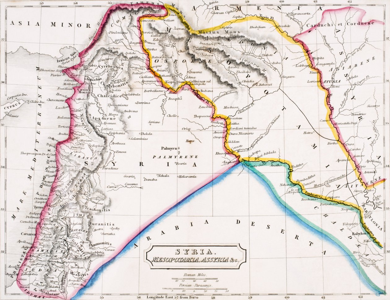 Kaart van Syrië, Mesopotamië, Assyrië enz., uit 