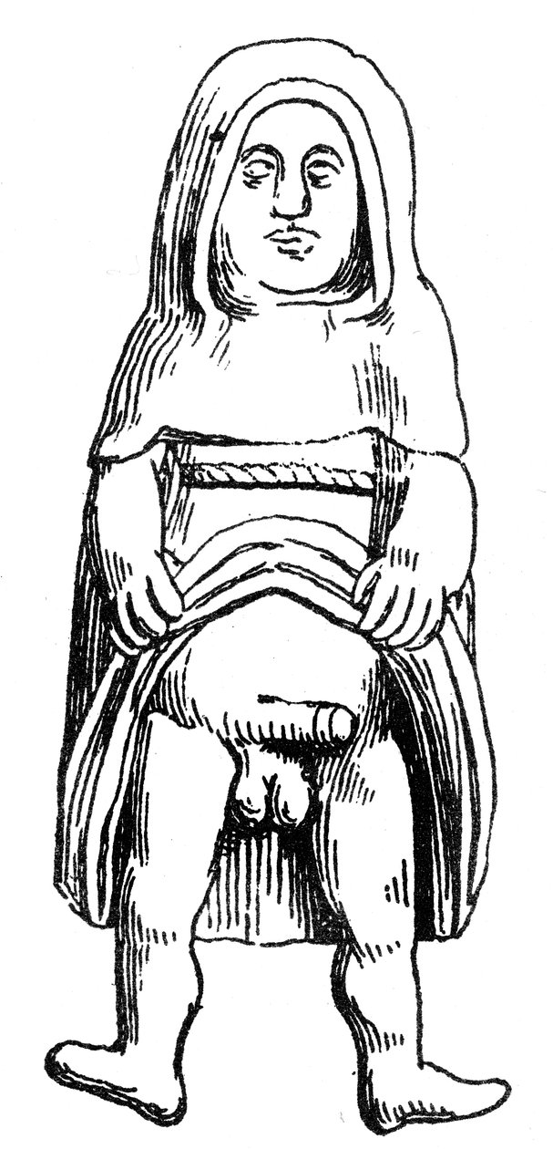 Middeleeuws phallisch amulet in goud dat een monnik of broeder afbeeldt door English School