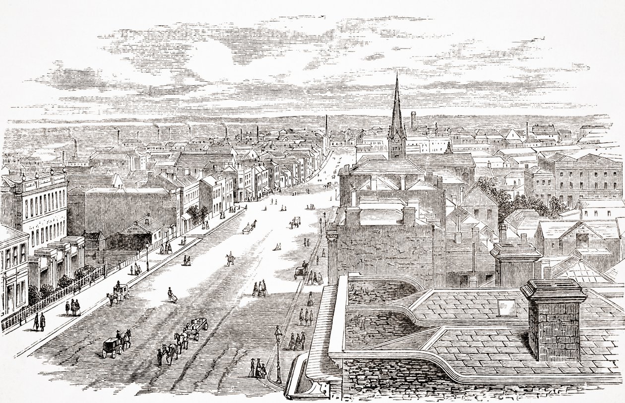 Melbourne, Australië, uit The Gallery of Geography door Rev. Thomas Milner, gepubliceerd ca. 1880 door English School