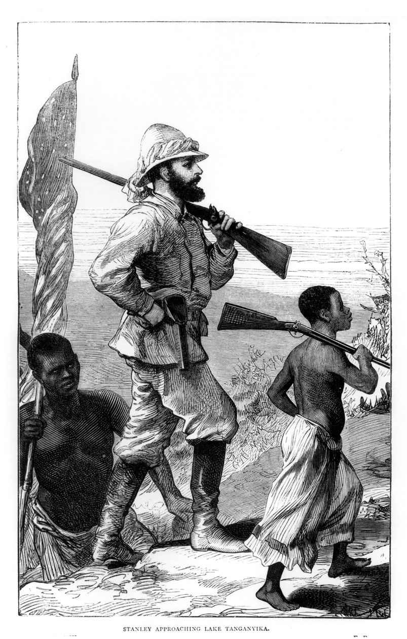 De heer Henry Morton Stanley (1841-1904) nadert het Tanganyikameer door English School