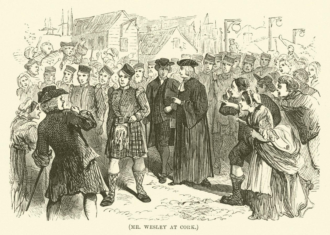 Mr Wesley in Cork (gravure) door English School