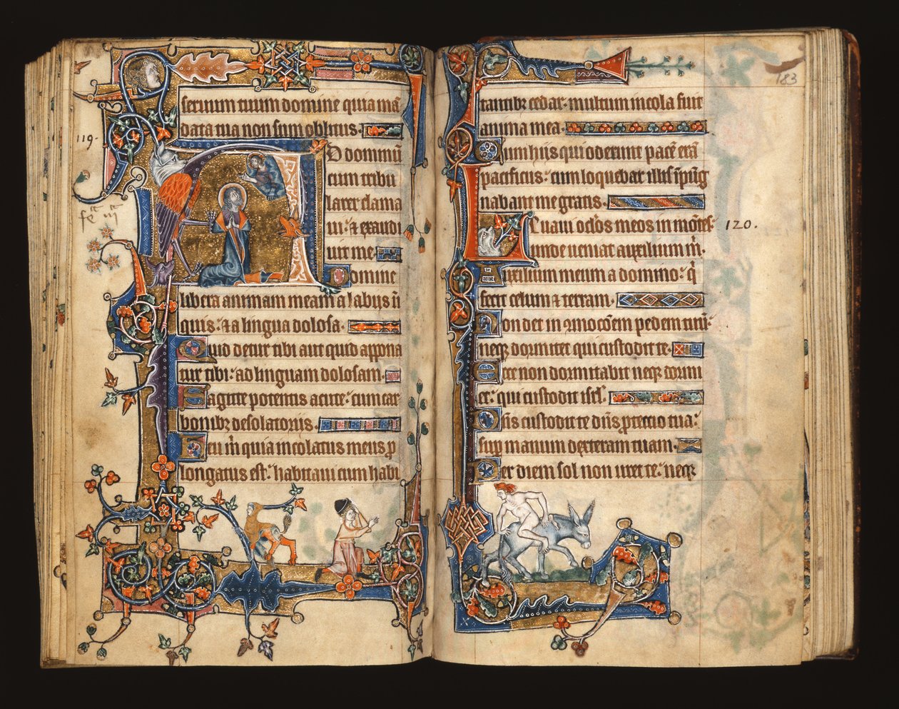 Ms 1-2005, ff.182v-183r: David biddend, gehistorieerde initiaal uit de Macclesfield Psalter, Gebruik van Sarum, Oost-Anglia, c.1330 door English School