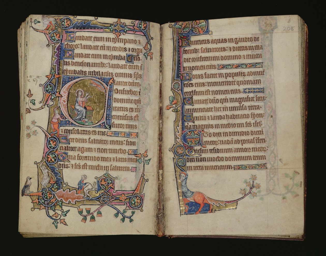 Ms 1-2005, ff.207v-208r: Jesaja biddend, gehistorieerde initiaal uit de Macclesfield Psalter, Use of Sarum, East Anglia, c.1330 door English School