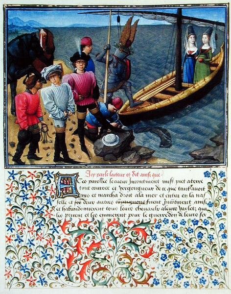 Ms. 2597 Hart, Verlangen en Vrijgevigheid gaan in de vroege middag aan boord van de boot die behoort tot Verloving en Verwachting, facsimile editie van 